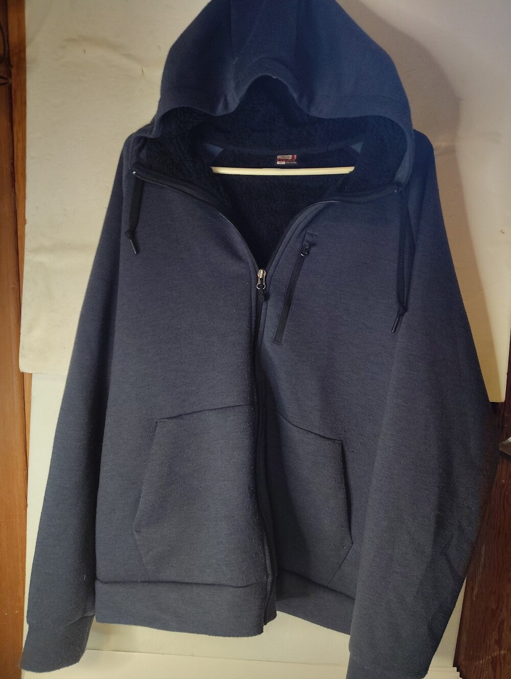 32 Degrees Heat Men's Sherpa Lined Hoodie Navy Blue Size XL